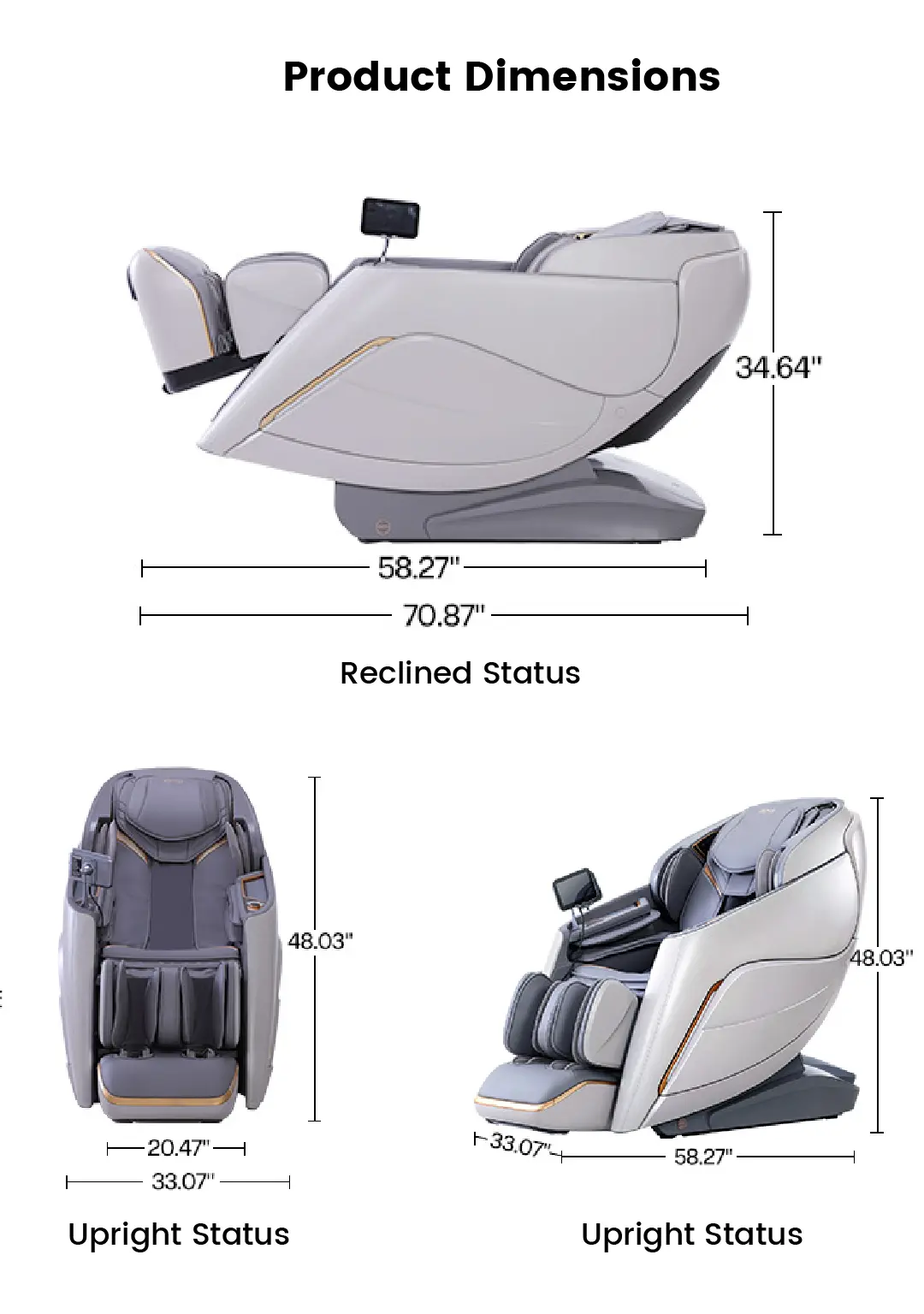 iRest SLA 710 Massage chair Dimensions